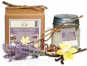 Vela de soja Aira - orgánica, vegana, tarro de albañil con aceites esenciales, vainilla lavanda - Imagen 1 de 7