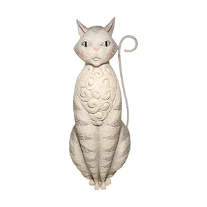 Jim Shore Large 18" White And Grey Cat Figure 6001603 Very Rare Heartwood 2017 - Picture 1 of 7