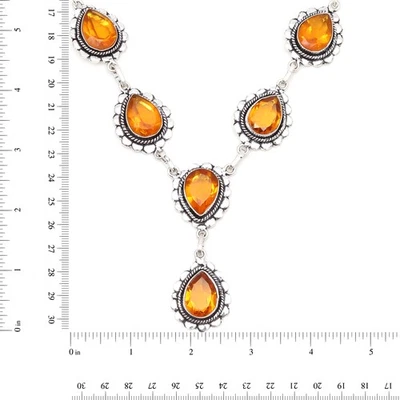 Citrine Quartz Gemstone Friends Jewelry Necklace Set 18-20'' - Image 1 of 4