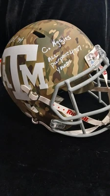 🔥Capacete tamanho completo camuflado autografado Dante Hall Texas A&M🔥 - Imagem 1 de 4