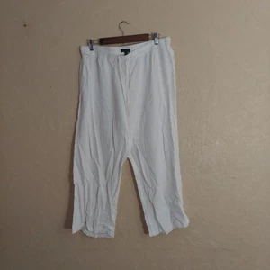 J. Crew weiße Gaze Baumwolle Kordelzug Cropped Hose Gr. Large - Bild 1 von 10