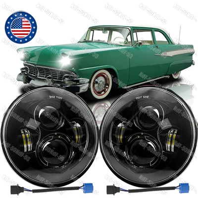 2件装100W 7英寸圆形LED车头灯HI/LO灯泡适用于福特Customline 1952-1956 — 第 1/4 张图片