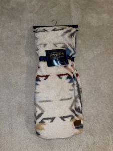 Pendleton White Sands Sherpa Throw Blanket 50" X 70" Tan Southwest Plush Aztec - Picture 1 of 6