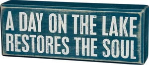 Holzkiste Schild | A Day On The Lake Restores Your Soul | 8x3 | Beach Blue | NEU - Bild 1 von 1