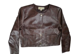 Michael Kors Damen Jacke Saddle Brown QF520JCJYD Large - Designer Leder - Bild 1 von 6