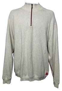 Tommy Bahama Men's Large Red Sox 1/4 Zip Cream Pullover Sweater Knit MLB Cotton - Picture 1 of 10