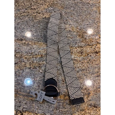 NWT LOFT Women's Black & Cream Woven Belt With Gold Tone Ring Buckle - Small - Image 1 of 4
