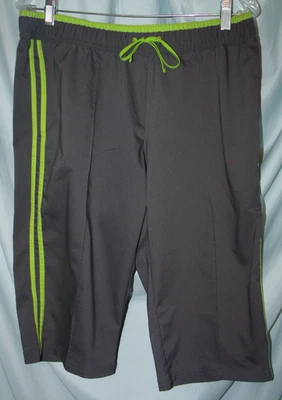 Made for Life Gray w Green Side Stripe Mid Rise Cropped Athletic Pants Size PL - Image 1 of 4