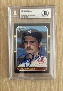 DOUG DRABEK YANKEES PIRATES SIGNED ROOKIE CARD BECKETT BAS & SLABBED - Picture 1 of 2