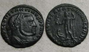 Rare Genuine Ancient Roman coin Constantine 313 AD Jupiter, Victory Eagle wreath - Picture 1 of 4