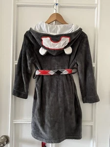 Boys Cat & Jack Bathrobe Fleece Hooded Bear Goggles Gray Red White Size 8-10, M - Picture 1 of 12