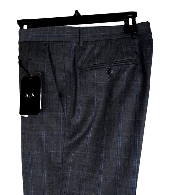 Armani Exchange Men's Modern-Fit Suit Pants Grey Windowpane Plaid 38S NWT - Image 1 of 4