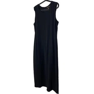 Donna Karan New York Black Label Dress Size US 14 IT48 Wool Black Sheath Long - Picture 1 of 19