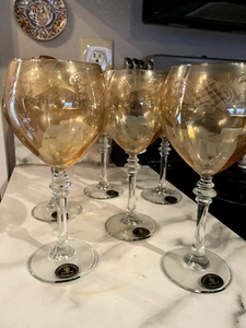 Cristalleria Fumo Handmade 6 pc Wine Glass Set - Picture 1 of 5