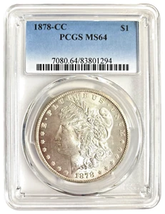 1878-CC MORGAN PCGS MS 64 DOLLARO ARGENTO - ottimo prezzo - MONETA CHIAVE BRILLANTE BRILLANTE - Foto 1 di 2
