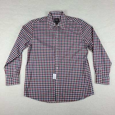 Camisa de Viajero Jos A Bank Hombres Grande Rojo Oscuro Azul Ajuste A Medida Abotonada NUEVA CON ETIQUETAS NUEVA Foto 1 de 4