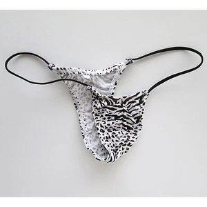 K205 P Mens Micro Bikini String waist Black white Printed - Picture 1 of 12