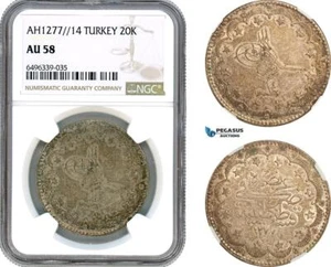 AH829, Ottoman Empire, Turkey, Abdul Aziz, 20 Kurush AH1277//14, NGC AU58 - Picture 1 of 1