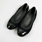 Vionic Spark Tiegan Ballet Flats Size 6.5 Black Suede Leather Patent Toe