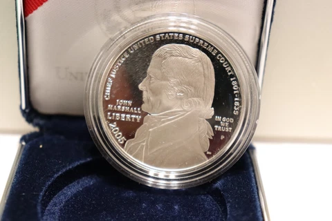 2005 P Chief Justice John Marshall Proof Commem 90% Silver Dollar Cover