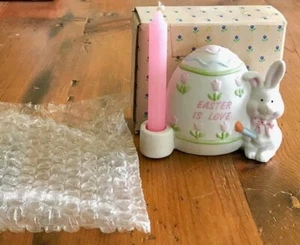 Russ Easter Bunny Porcelain Candle Holder-Candlelight Expressions-2513-NEW-Rare! - Picture 1 of 5