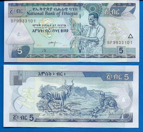 Ethiopia 5 Birr Year 2013 Uncirculated World Paper Money Banknote Cover