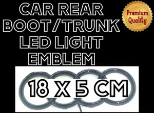 LED Bianco con Luce 4D Nero Anelli Per Posteriore Tronco/Stivale Per Q5,A1,A3,A4 - Picture 1 of 7