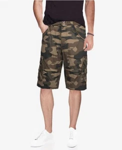 X-RAY Men's Belted Double Pocket Cargo Shorts Brown Camo Size 36 - Picture 1 of 3