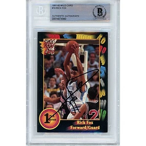 1991-92 Wildcard #19 Rick Fox Signed Card AUTO RC Beckett Slabbed UNC Tar Heels - Picture 1 of 5