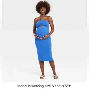Cut Out Maternity Bodycon Dress - Isabel Maternity by Ingrid & Isabel Blue M - Picture 1 of 1