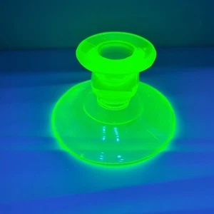 Vtg. Paden City Uranium Glass Candlestick Holder Depression Glass Pressed Glass - Picture 1 of 10