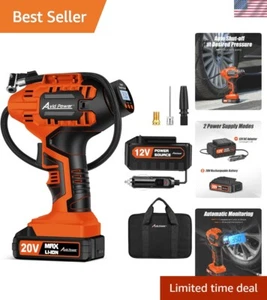 Tire Inflator Portable Air Compressor, 20V Cordless Rechargeable Battery Tire... - Picture 1 of 7