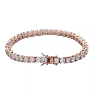 3ct Tennis Bracelet Rose Gold 18K Lab-Created LED Box Diamond Test Pass 16cm - Picture 1 of 3