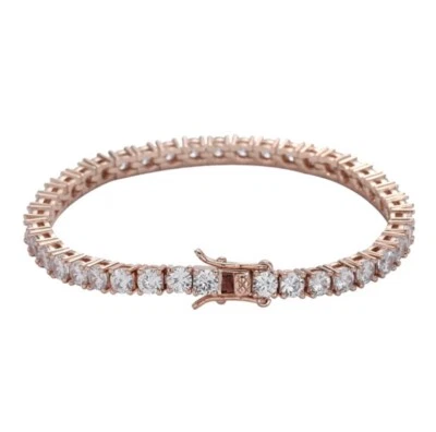 3ct Tennis Bracelet Rose Gold 18K Lab-Created LED Box Diamond Test Pass 20cm - Image 1 of 3