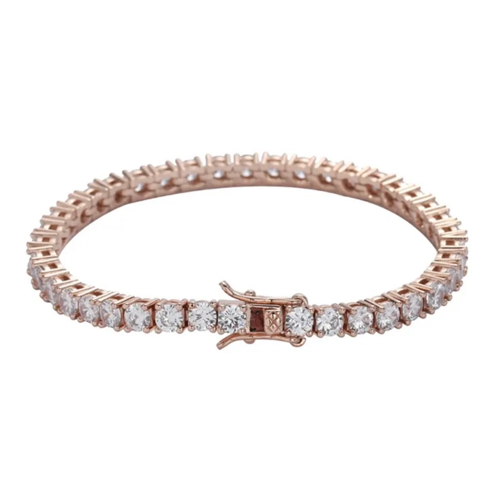 3ct Tennis Bracelet Rose Gold 18K Lab-Created LED Box Diamond Test Pass 20cm - Image 1 of 3