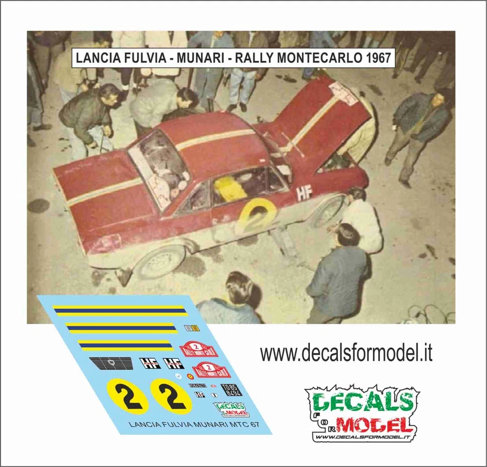 DECALS 1:43 LANCIA FULVIA HF MUNARI RALLY MONTECARLO 1967 - Immagine 1 di 1