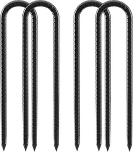 12inch Rebar Stakes, 4 Pack U Hook Ground Anchors, Heavy Duty Rust Proof Coat... - Picture 1 of 2