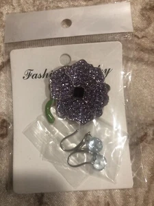 Purple Crystal Poppy Brooches for Women with earrings Crystal Poppy - Picture 1 of 8