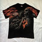 Harley Davidson Shirt Mens Medium Black Skull Flames Graphic Hawaii