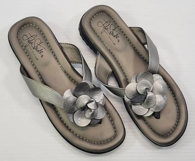 L) Женские босоножки Life Stride Soft System с цветочным рисунком стринги серые оловянные размер 8 М - Изображение 1 из 4