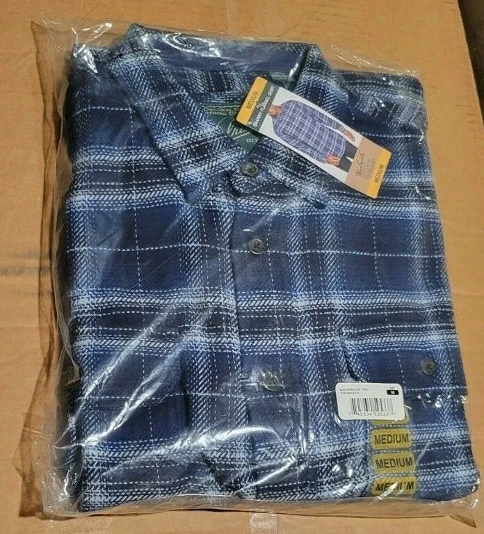 VTG Woolrich Shacket Mens XL Blue Shirt Cotton Plaid Jacket Flannel Heavy Duty
