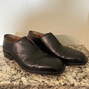 Salvatore Ferragamo Men's 10D Oxford Dress Shoe Black Leather Classic No laces - Picture 1 of 10