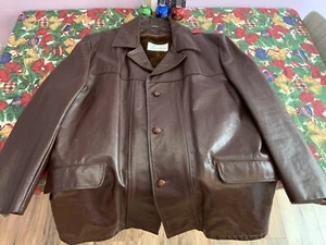 Blazer cappotto uomo pelle foderato vintage Gino pelle anni '70 marrone taglia 50 - Foto 1 di 13