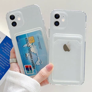 Card Slot Case For iPhone SE 14 13 12 11 Pro Max Mini XS XR X Holder Cover - Picture 1 of 2