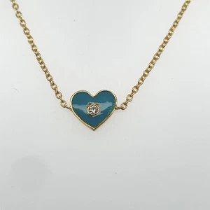 14K Diamond Enamel Yellow Gold Heart Bracelet - Picture 1 of 10