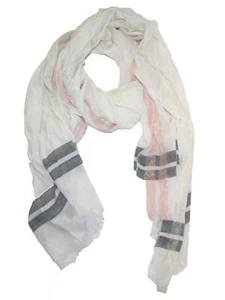 Bufanda Echo Damas Todas las Ocasiones Marfil Rosa Gris Rayas 80X29 - Imagen 1 de 12