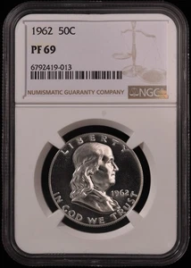 1962 PROOF Franklin Half Dollar 50c Certified by NGC PF69 - Picture 1 of 2