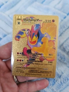 Carta Pokemon da collezione Machamp Vmax Gold Foil Fan Art vinile testurizzato - Foto 1 di 2