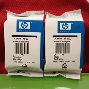 HP OEM 60XL czarny i 60 trójkolorowych wkładów atramentowych 2-pak (N9H59FN) oryginalny exp - Zdjęcie 1 z 3