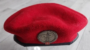 Militär Barett, Kokardenschwert, purpurrot, Wolle, Gr. EU 60 - 61, gebraucht, Schweizer Armee - Bild 1 von 10